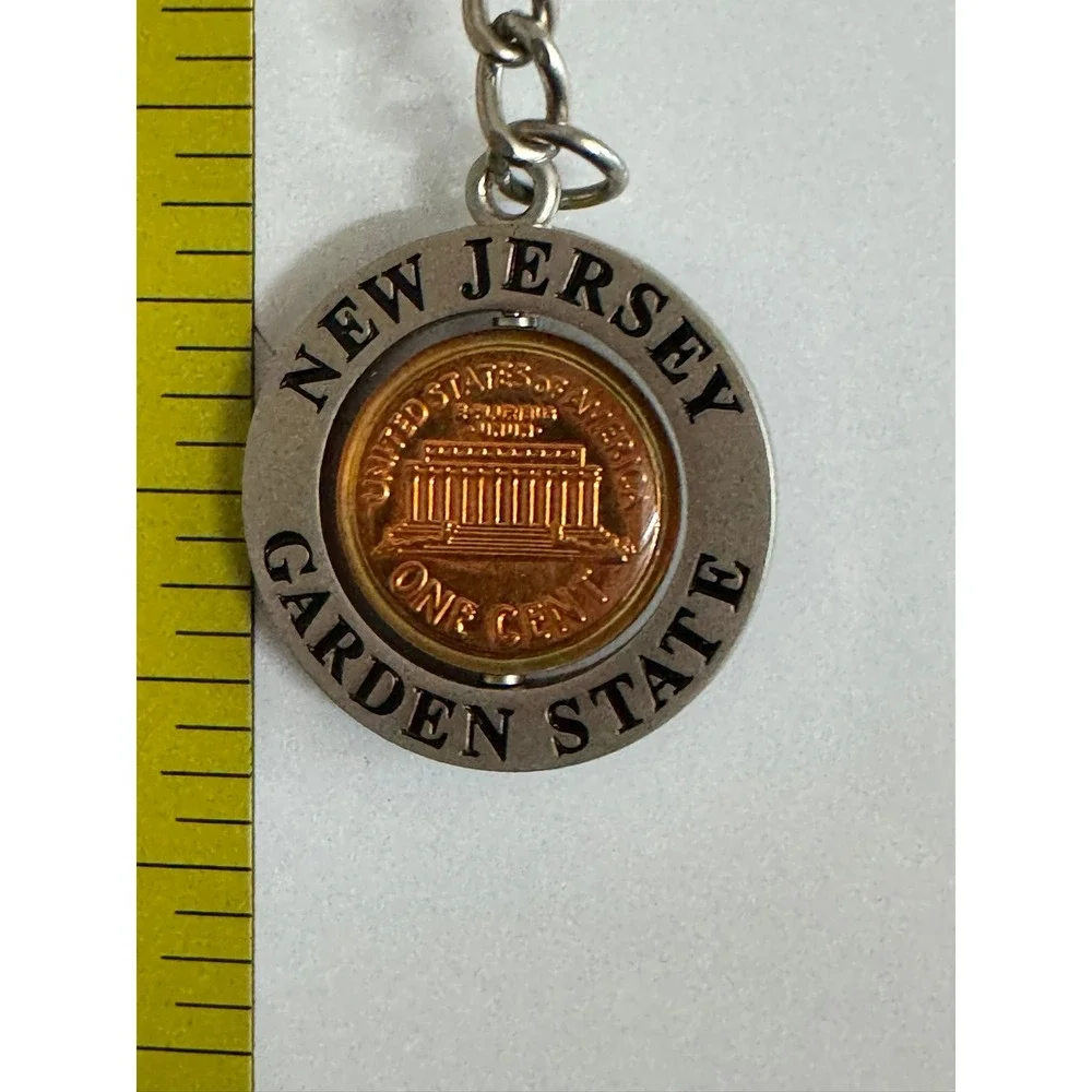 New Jersey Garden State Souvenir Keychain Spinning 2003 Lincoln Penny